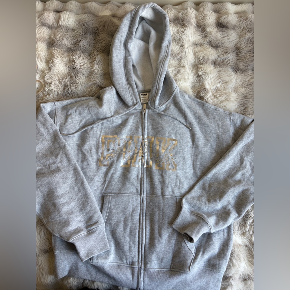 PINK Victoria's Secret Zip Hoodie w/ Silver Logo
